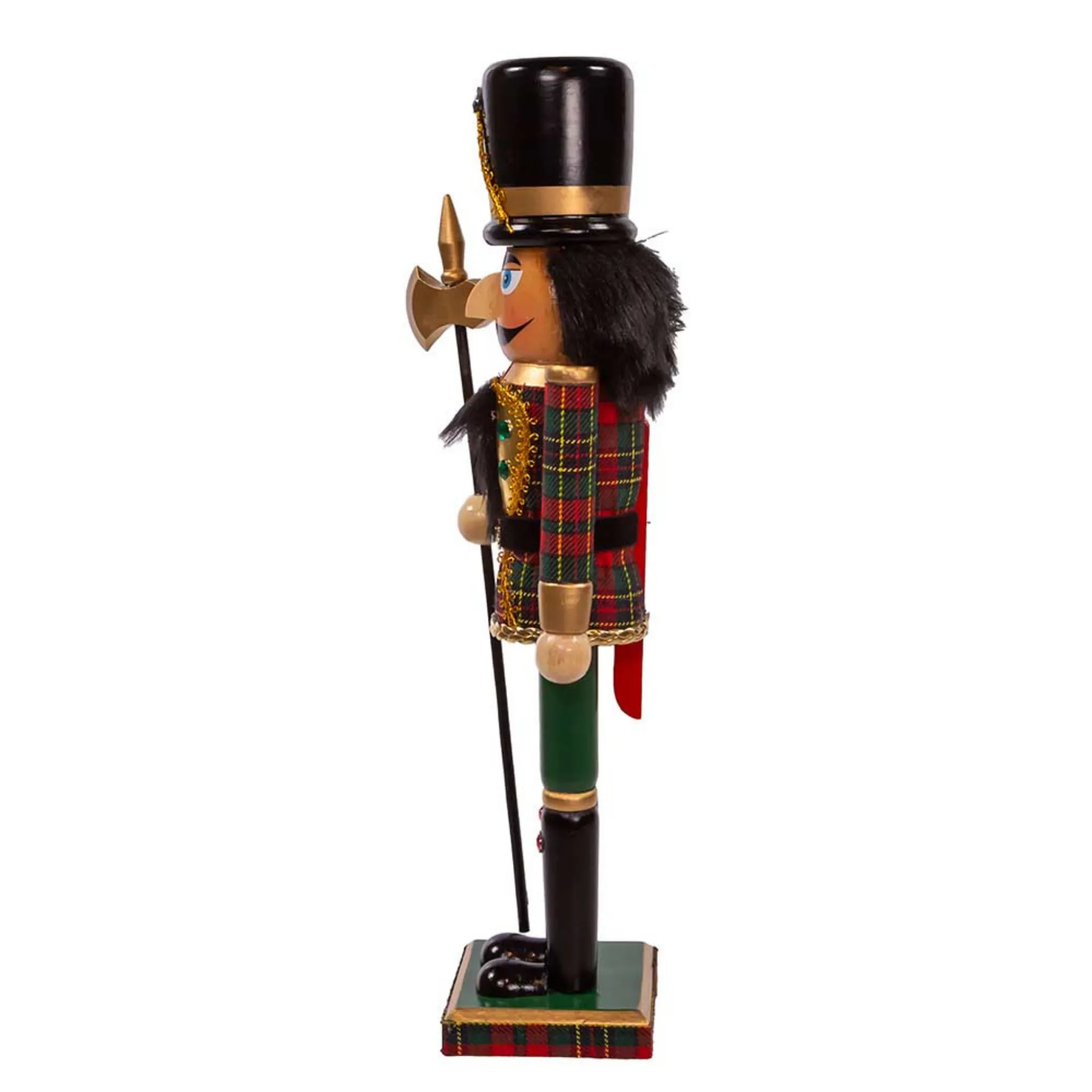 15" Green and Red Plaid Soldier Nutcracker