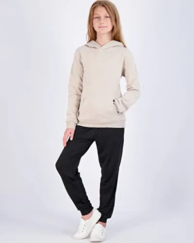3 Pack: Youth Girls Fleece Long Sleeve cute Soft Pullover Hoodie Sweatshirt Teen fashion Sweater Uniform Active Athletic Gym Tops Clothes Kids Plain Black Blue Dry Fit Ninos Warm - Set 4 , XS (7)