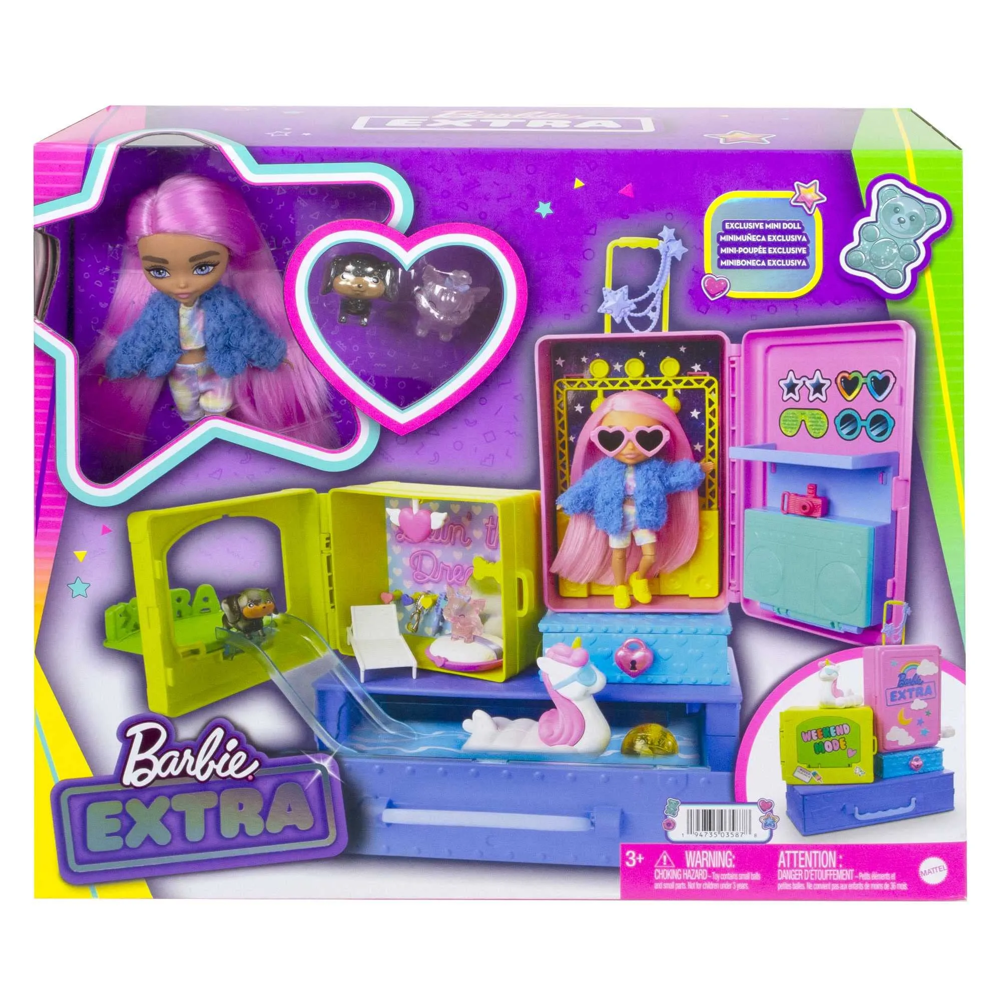 Barbie Extra Pets & Minis Playset with Exclusive Doll, 2 Puppies & Accessories