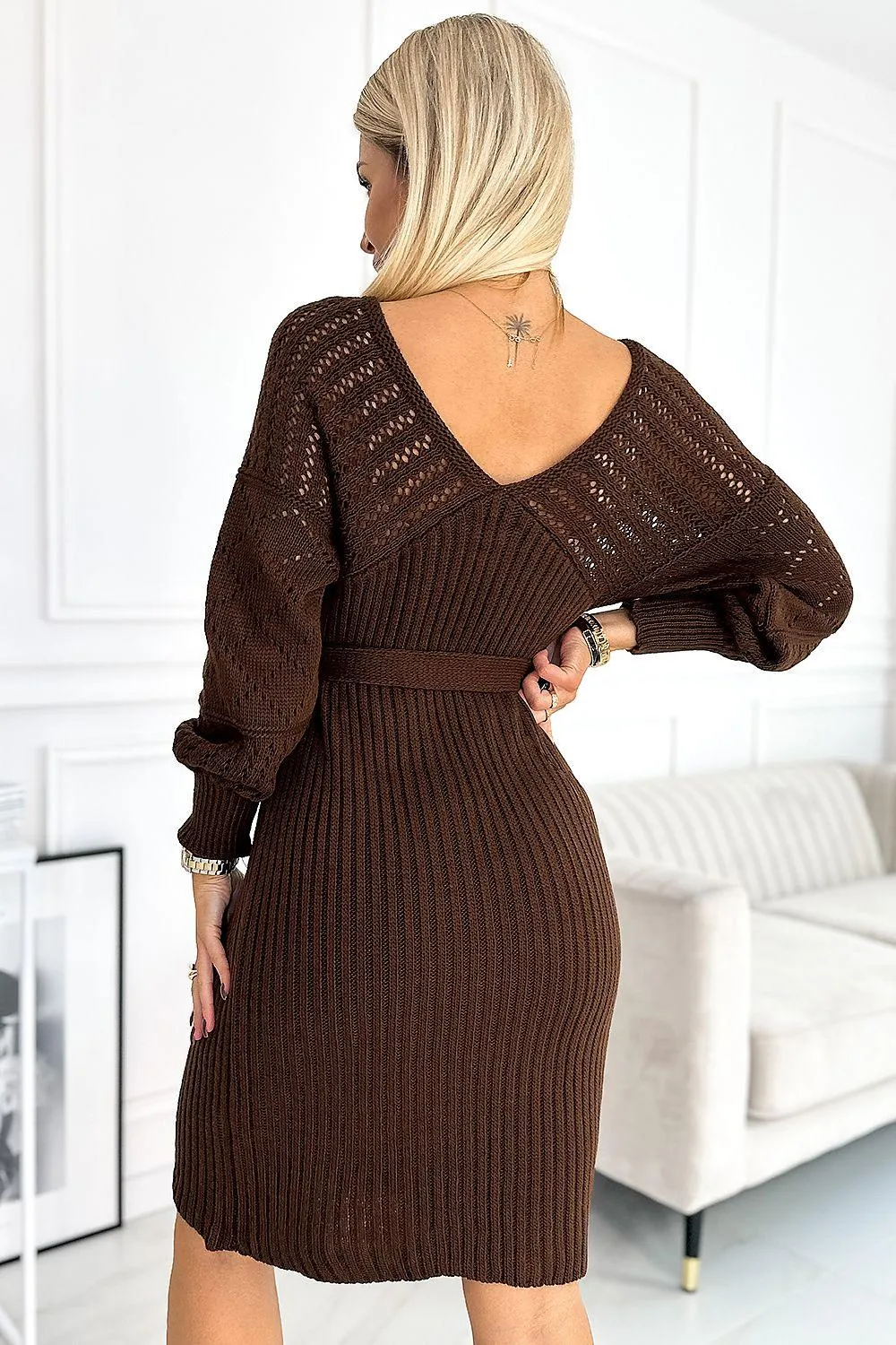 Chic Coffee Knit Dress by Numoco Basic