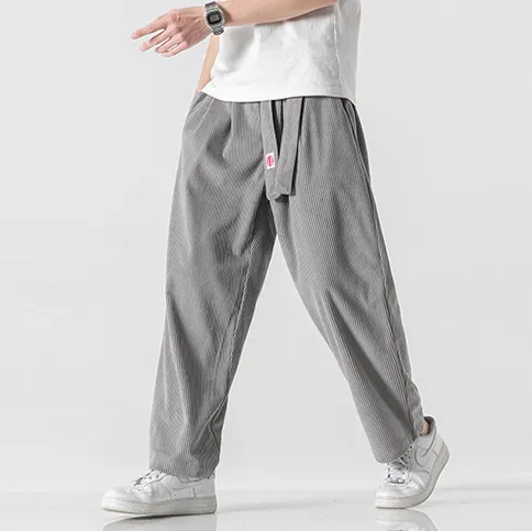 Corduroy Harem Pants Embroidered Belt - Japanese Style