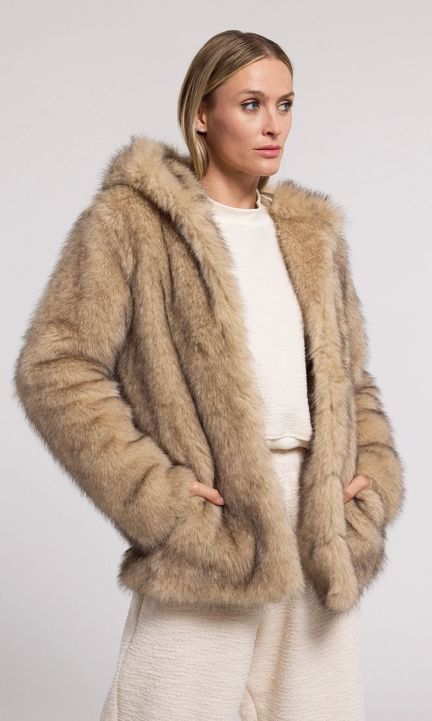 Della Faux Fur Hood Jacket