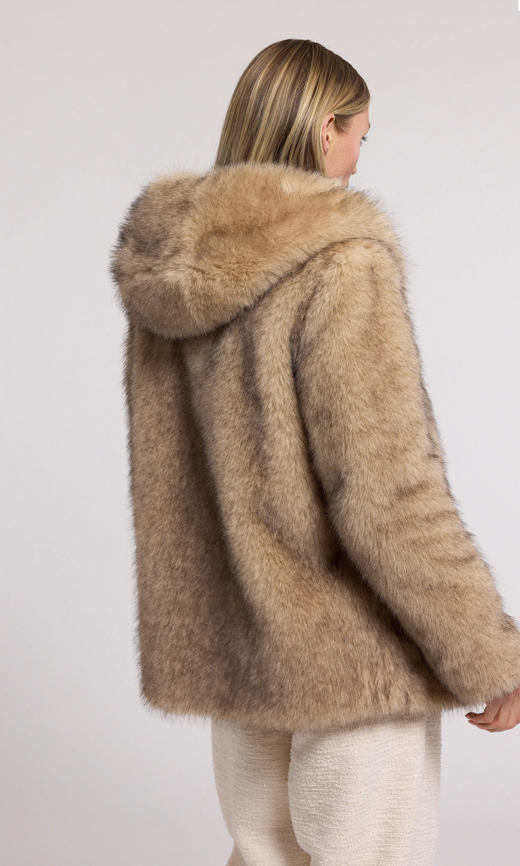 Della Faux Fur Hood Jacket