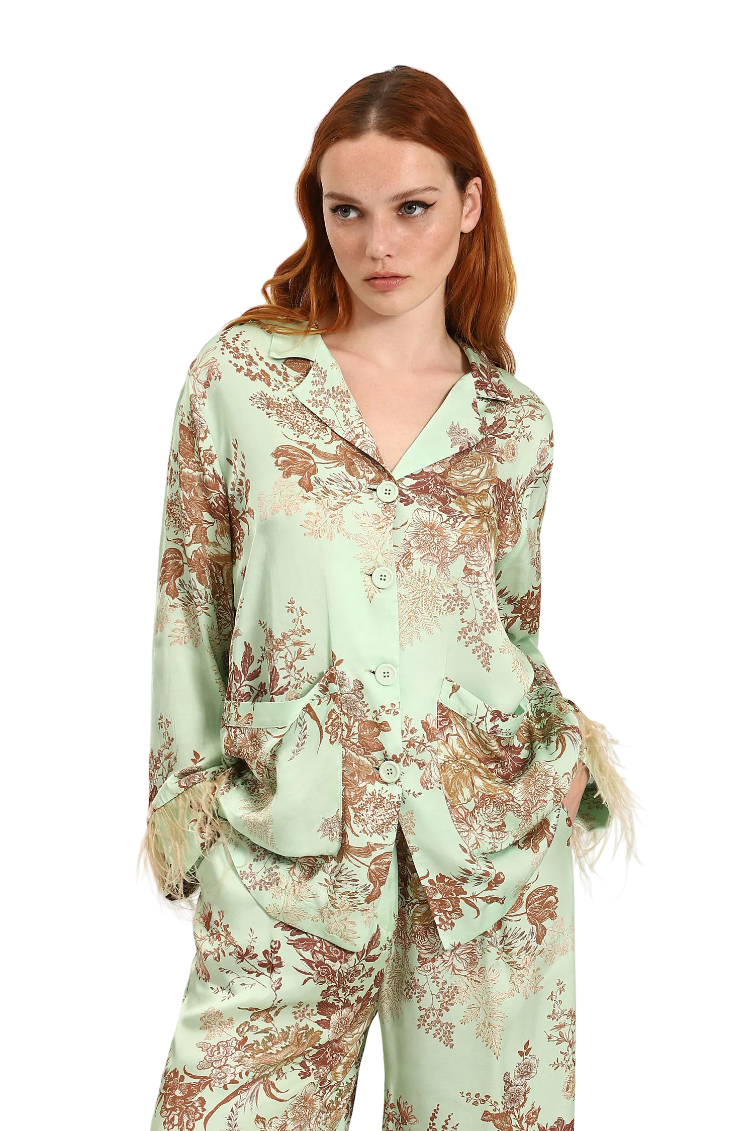 Dixie mint floral pattern jacket