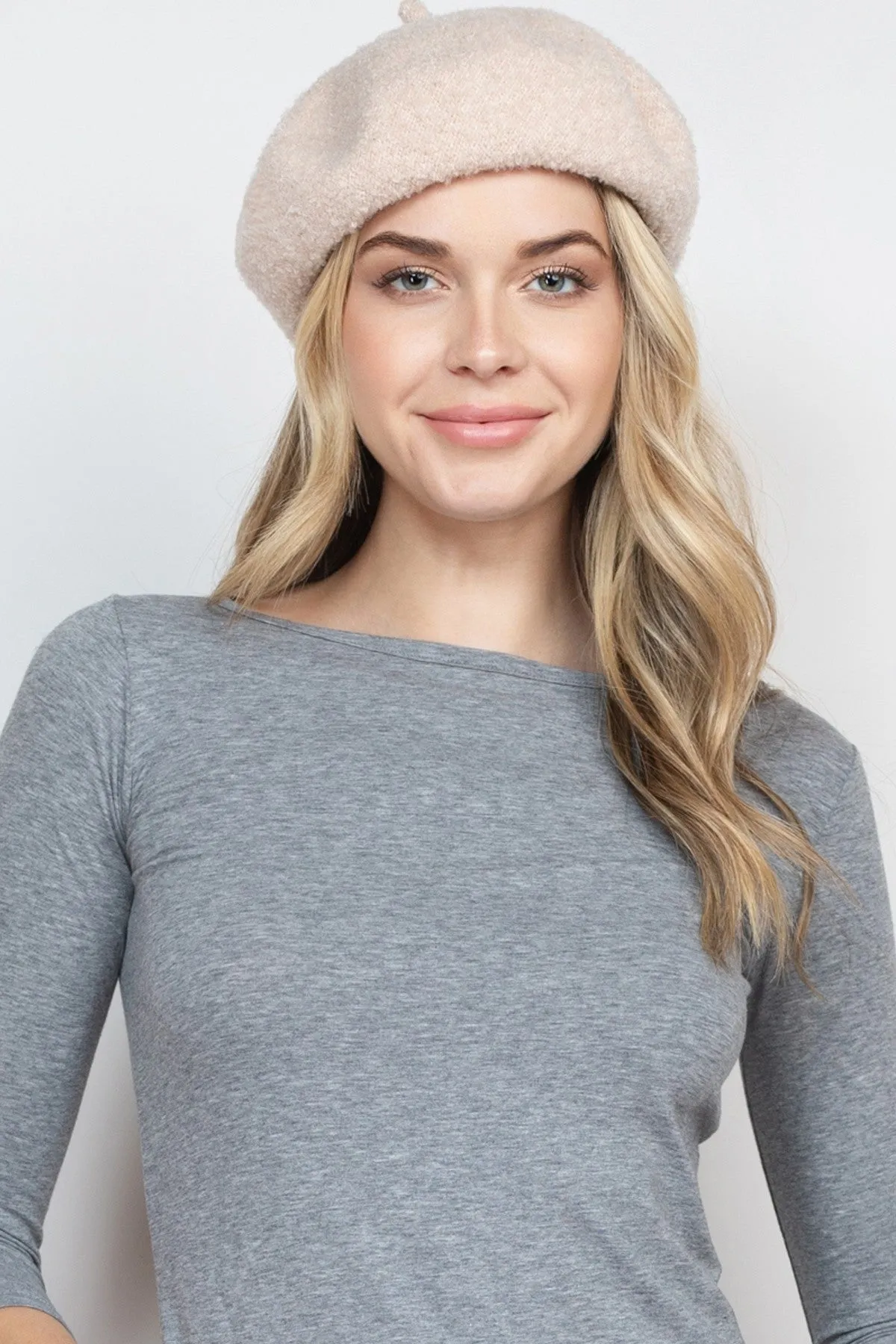 French Royalty Fleece Gray Beret Hat