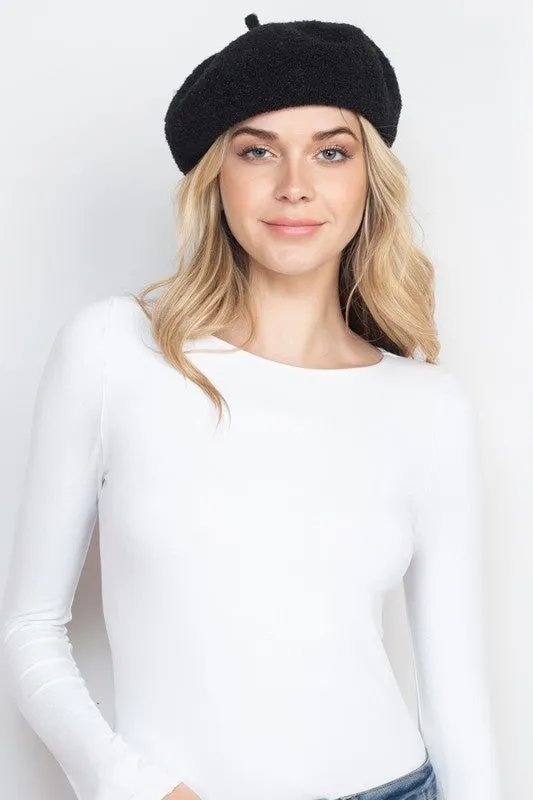 French Royalty Fleece Gray Beret Hat