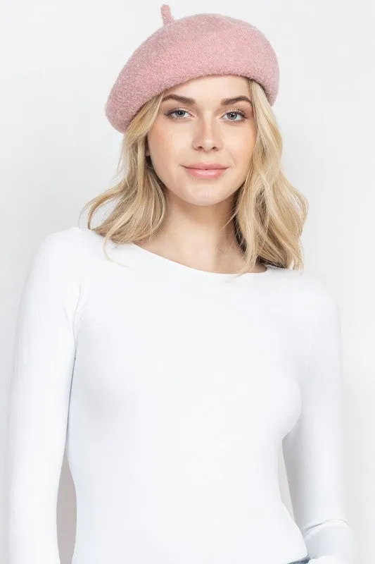 French Royalty Fleece Gray Beret Hat