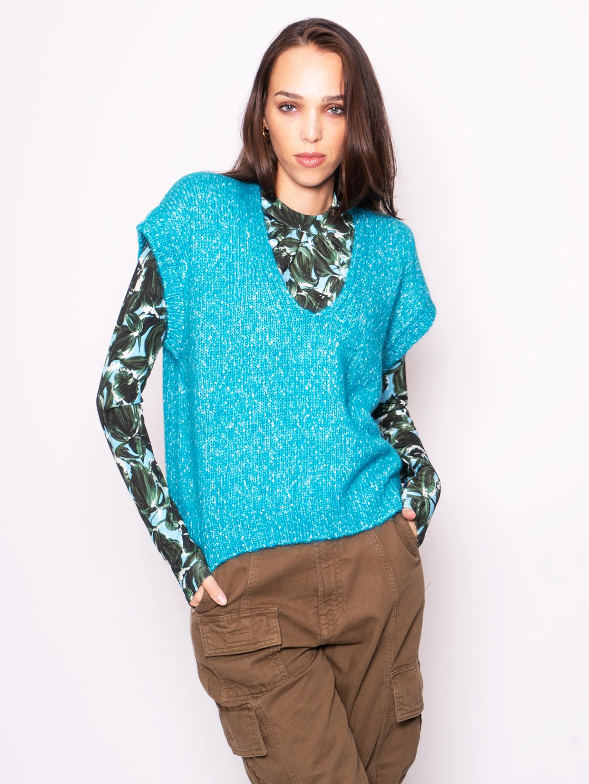 Gilet in Maglia Blu
