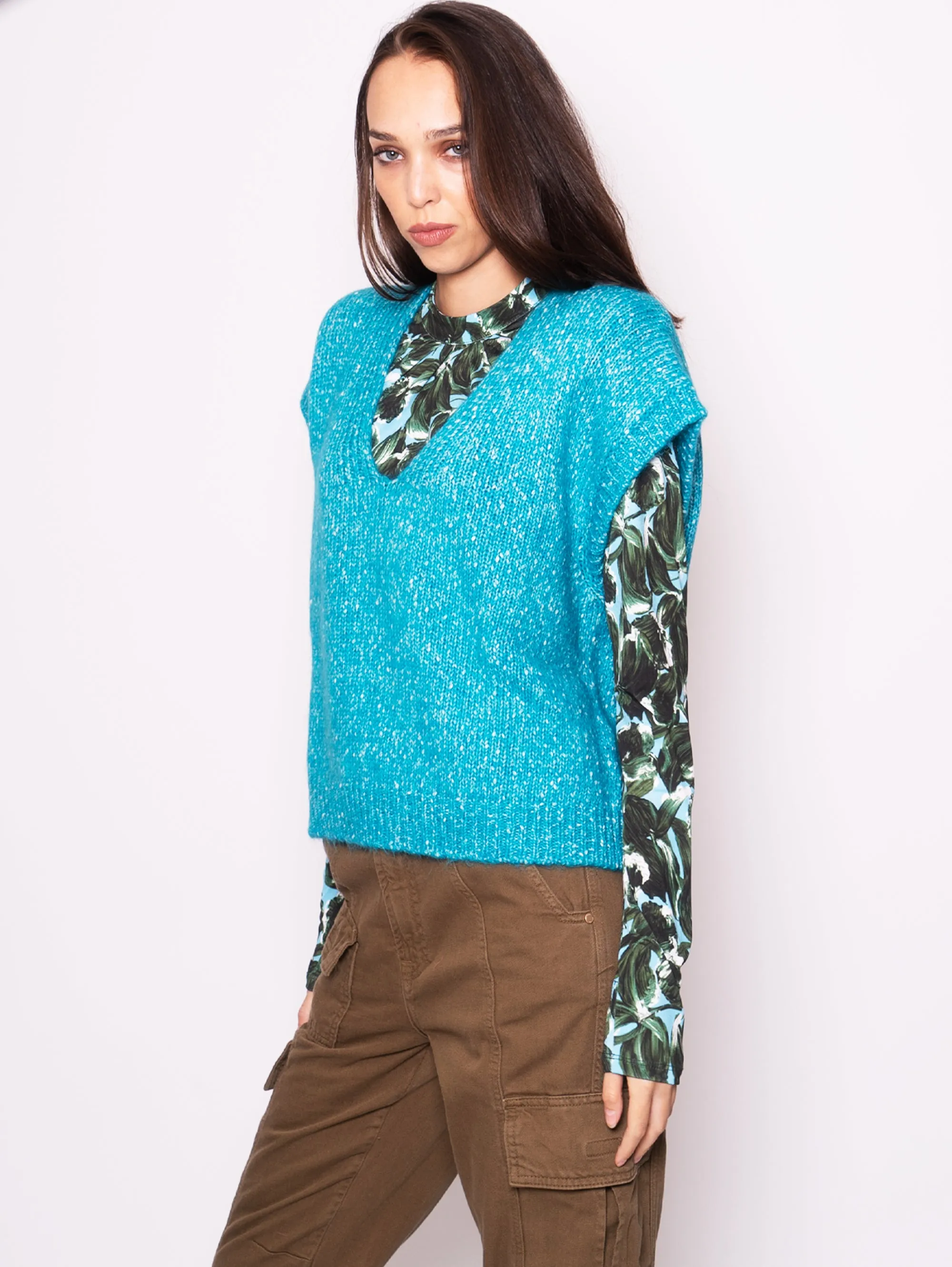 Gilet in Maglia Blu