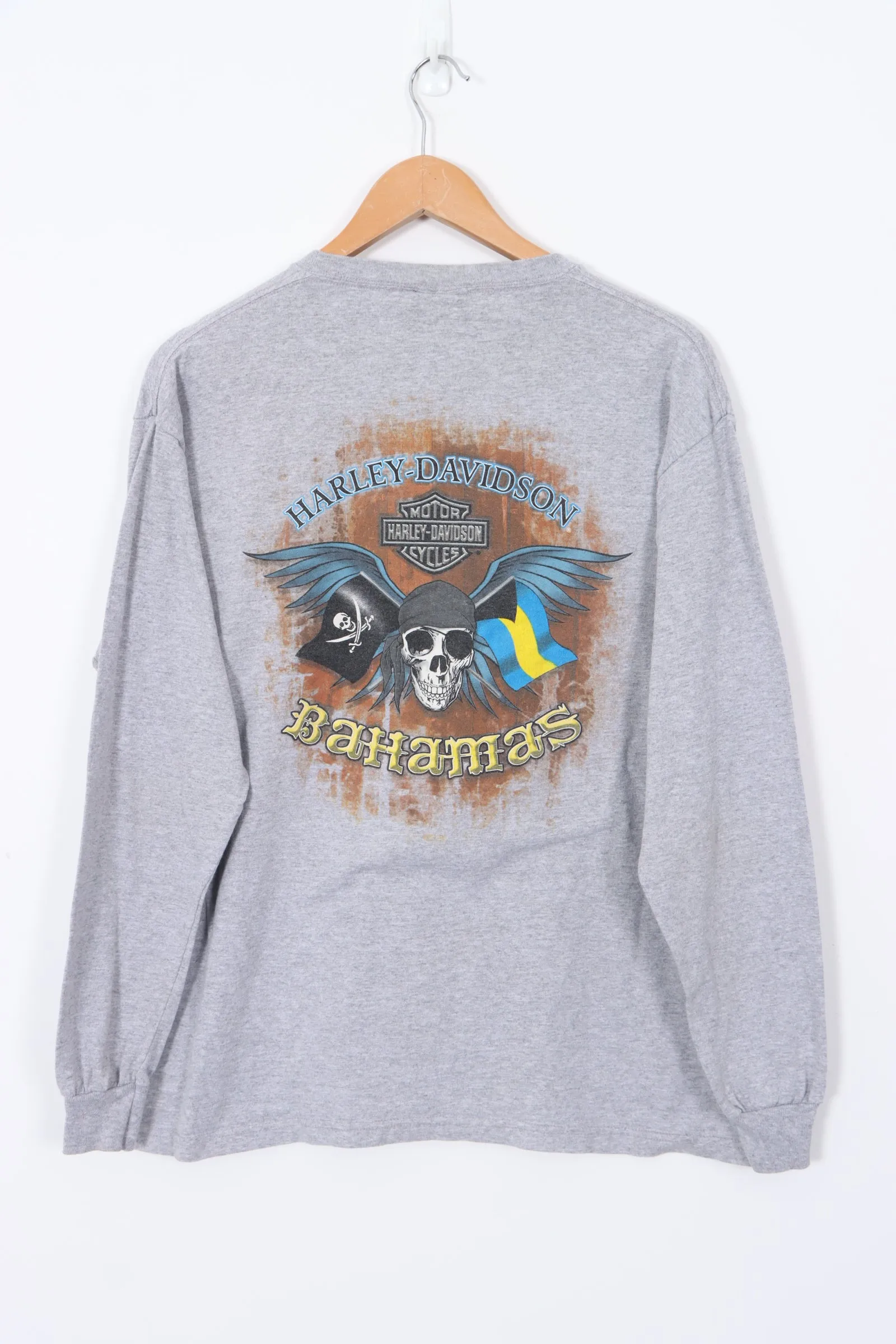 HARLEY DAVIDSON Bahamas Pirate Skull Long Sleeve T-Shirt (L)