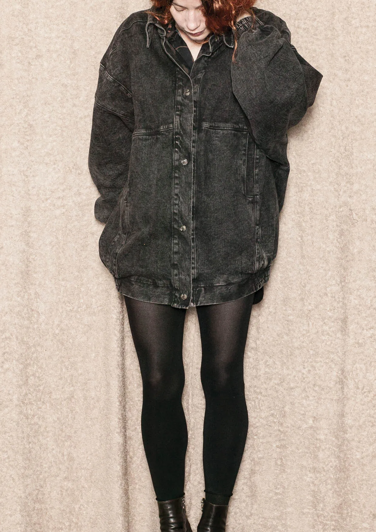 JACKET OVERSIZED - DENIM washed black