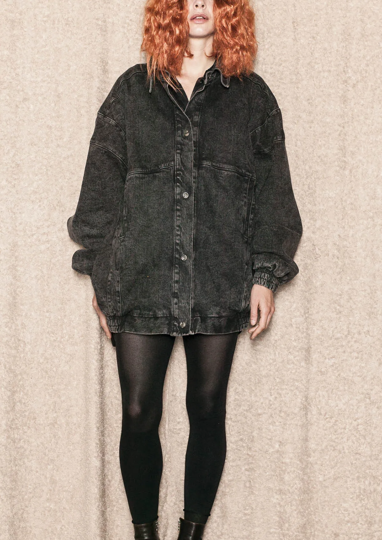 JACKET OVERSIZED - DENIM washed black