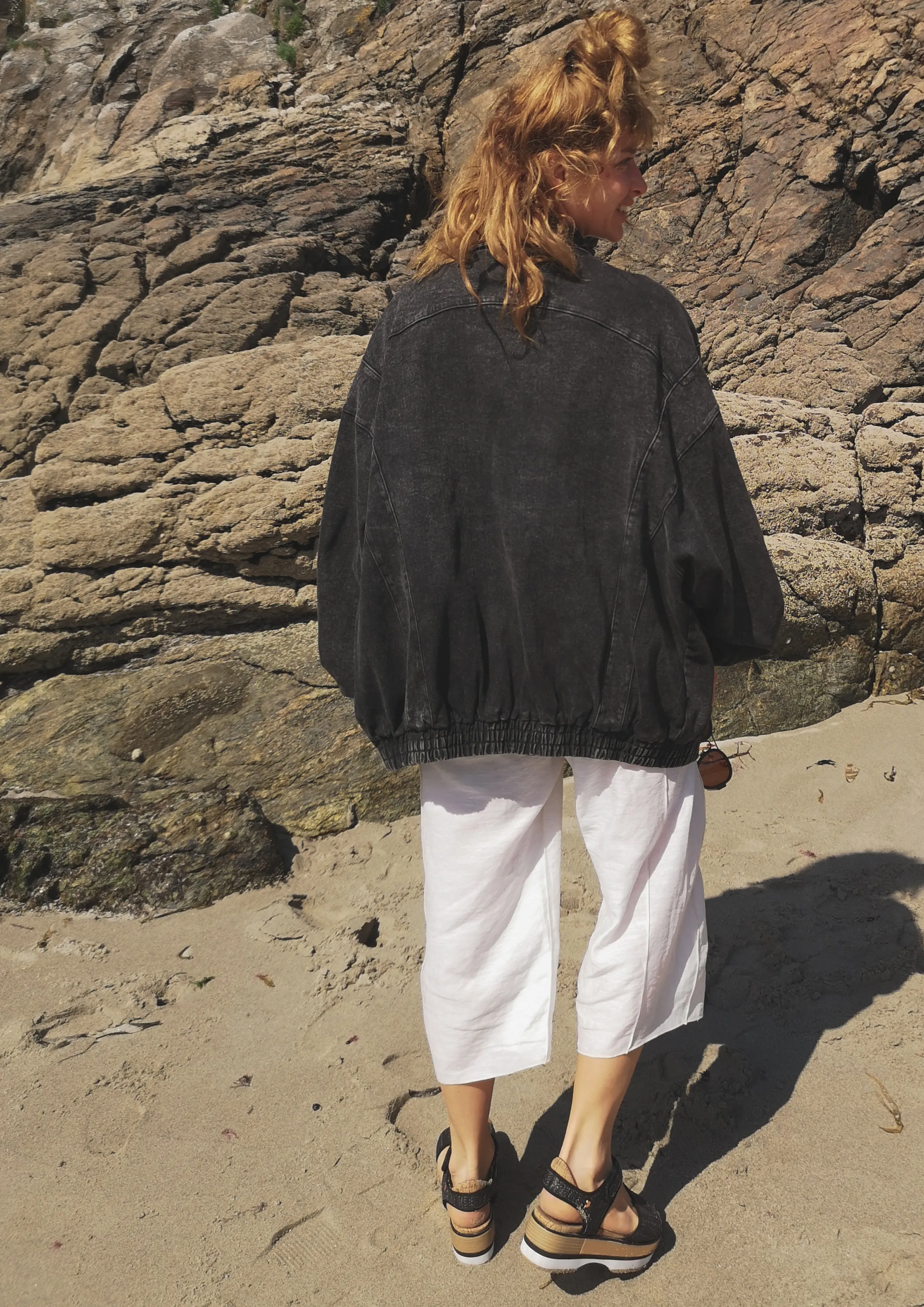 JACKET OVERSIZED - DENIM washed black