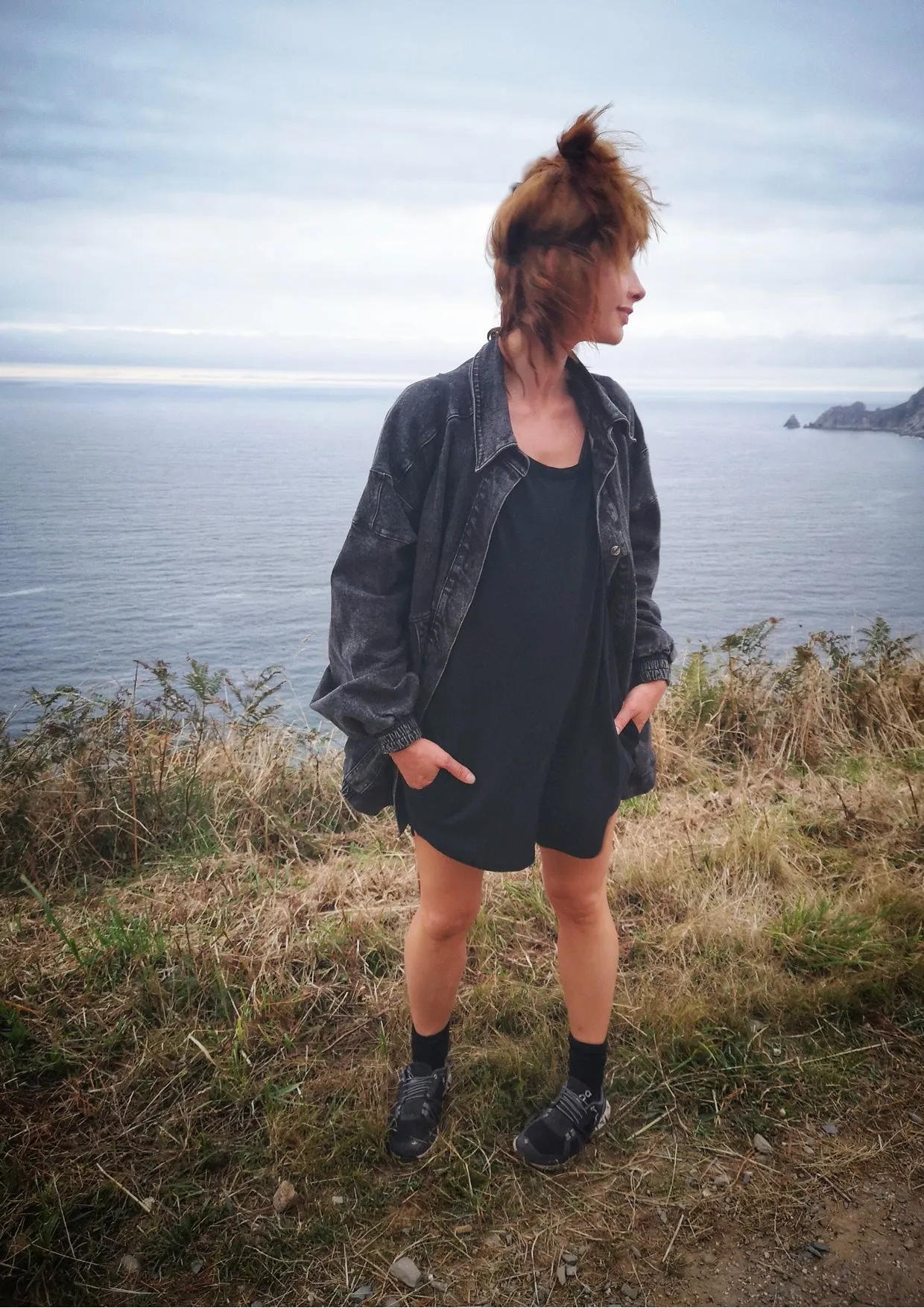 JACKET OVERSIZED - DENIM washed black