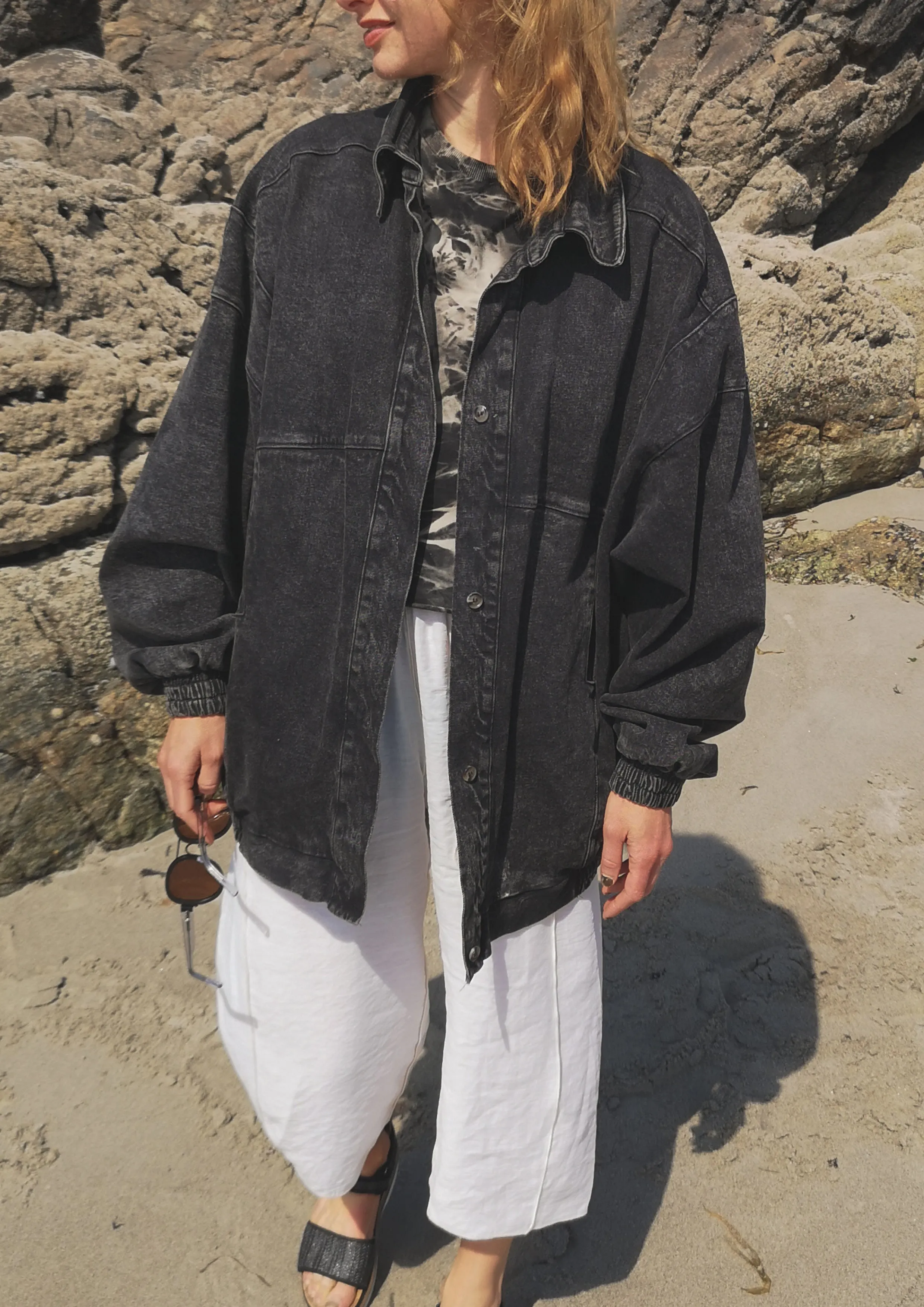 JACKET OVERSIZED - DENIM washed black