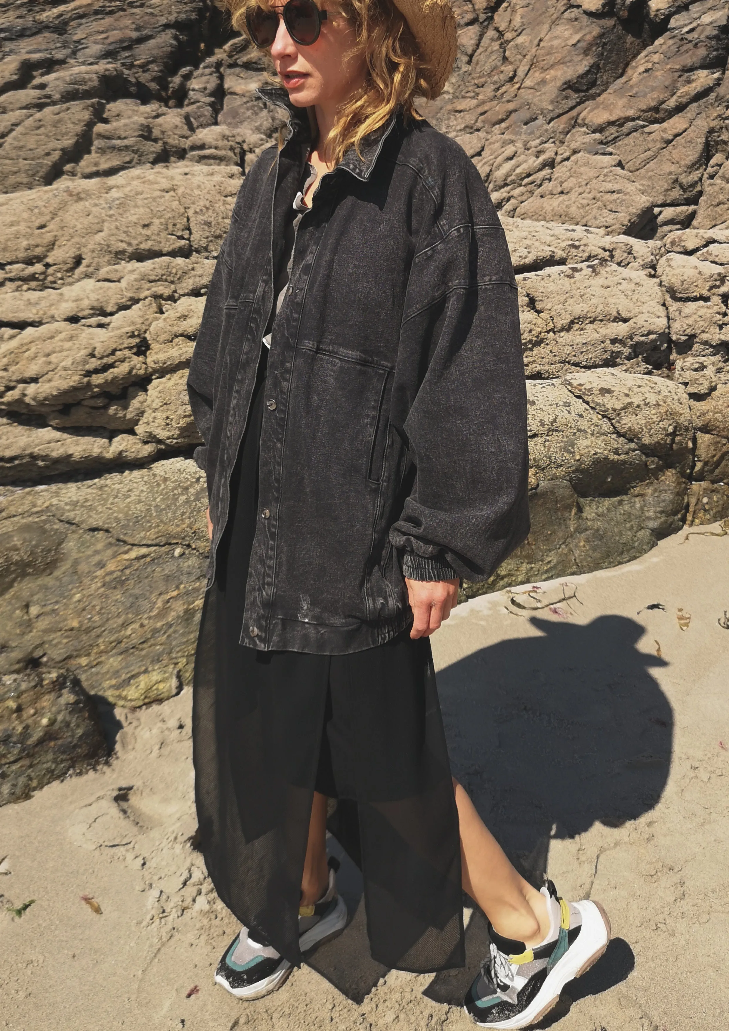 JACKET OVERSIZED - DENIM washed black