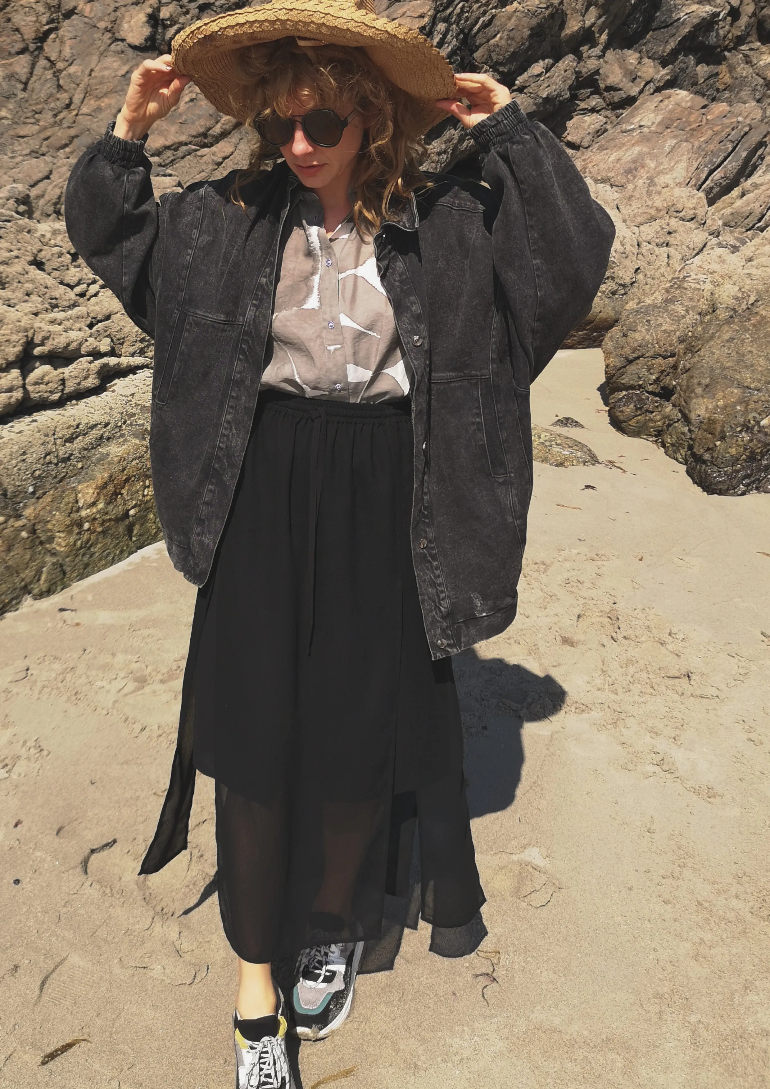 JACKET OVERSIZED - DENIM washed black