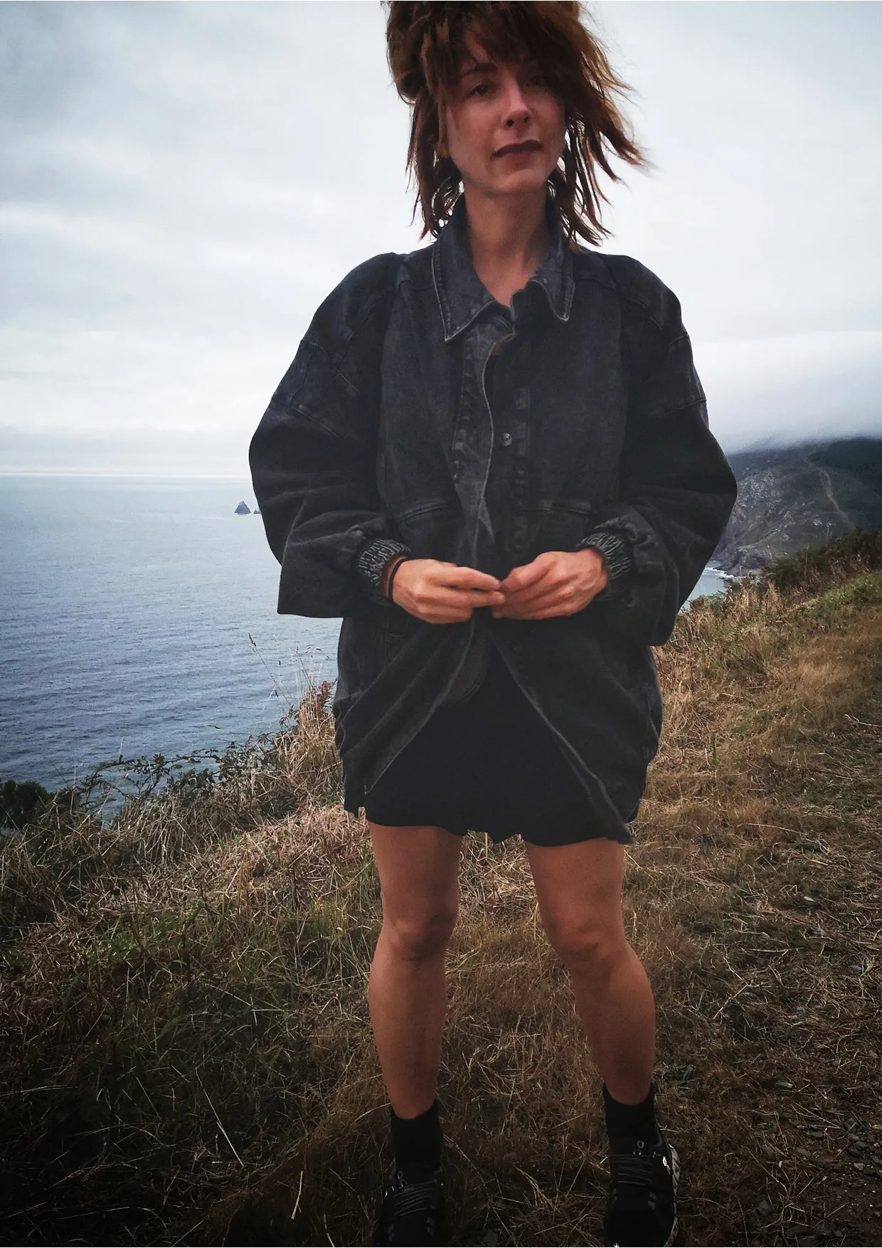 JACKET OVERSIZED - DENIM washed black