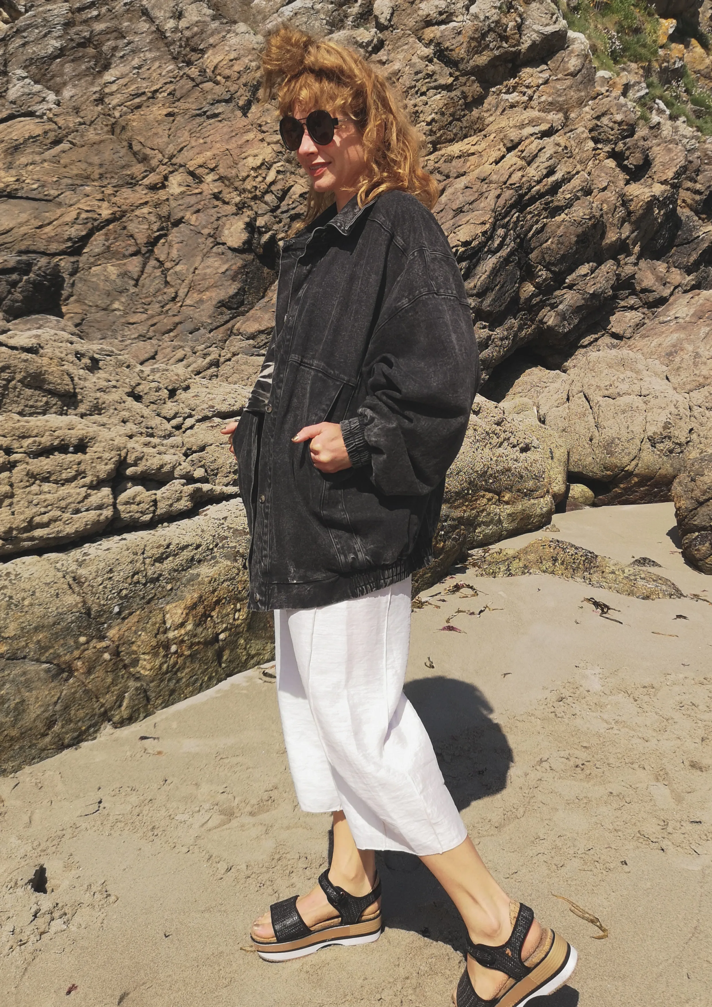 JACKET OVERSIZED - DENIM washed black