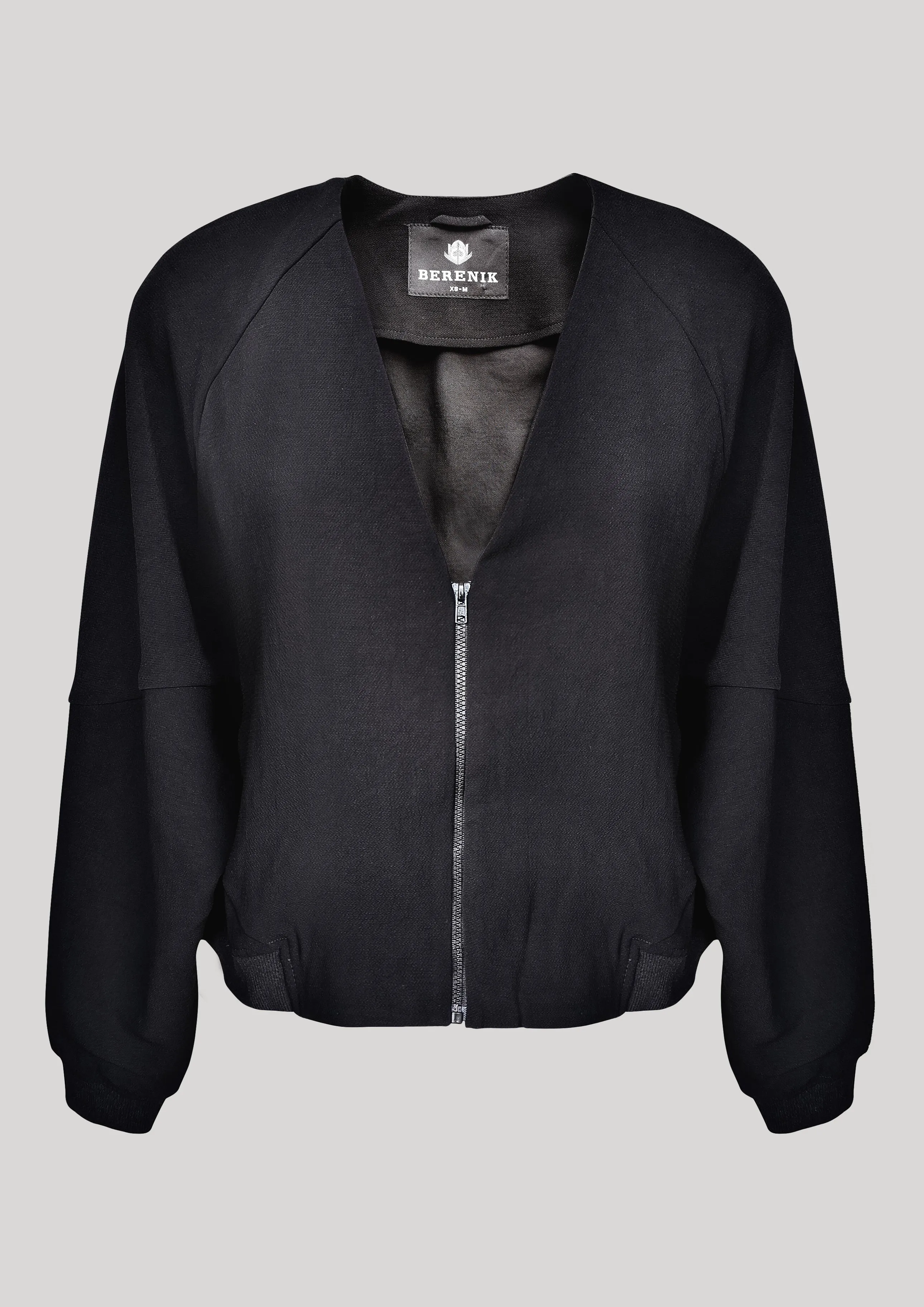 JACKET V-COLLAR - VINTAGE SAKURA CREPE black