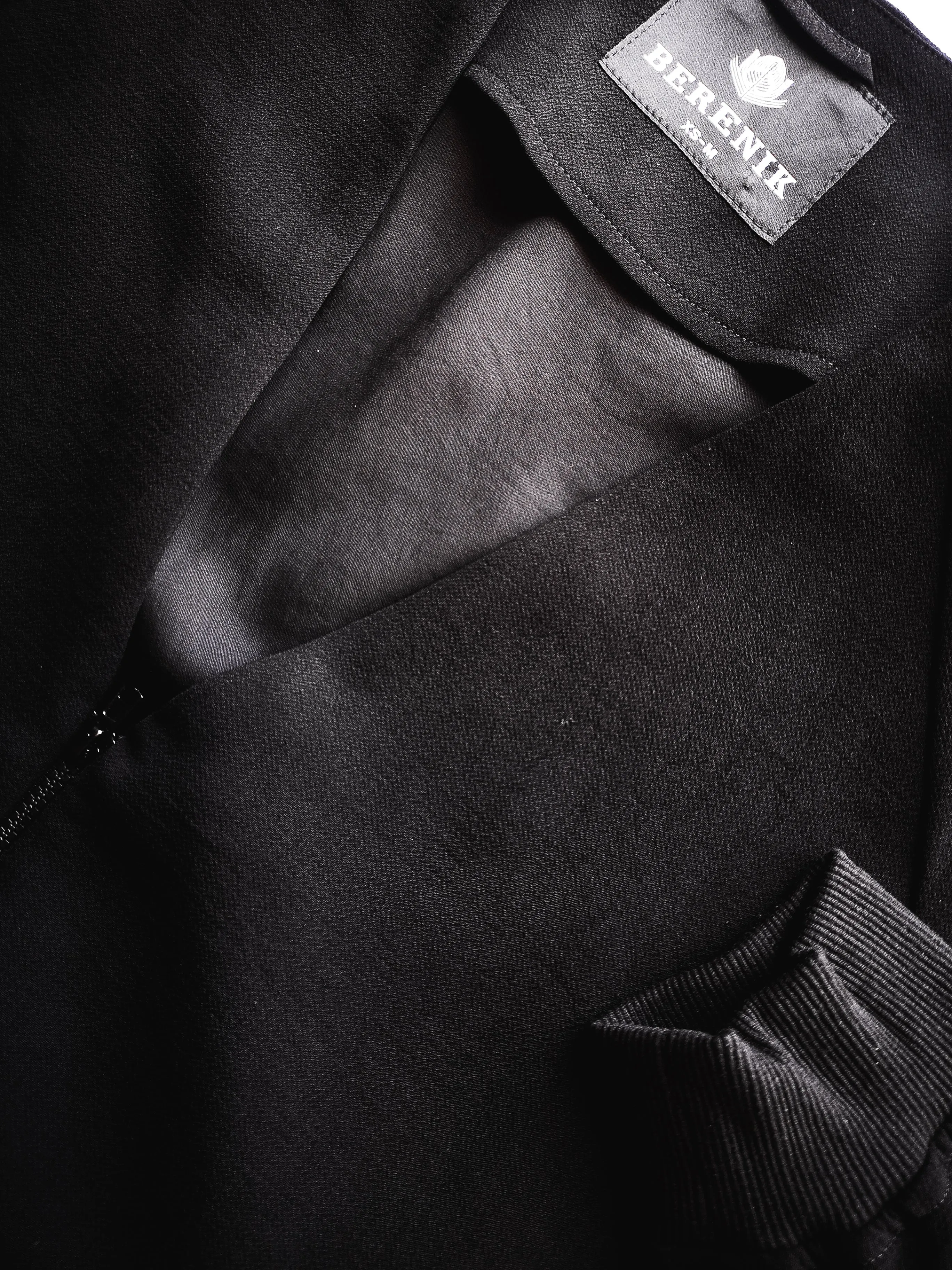JACKET V-COLLAR - VINTAGE SAKURA CREPE black