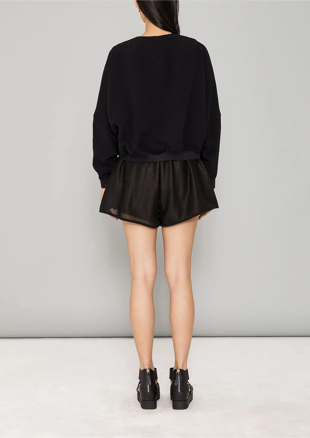 JACKET V-COLLAR - VINTAGE SAKURA CREPE black