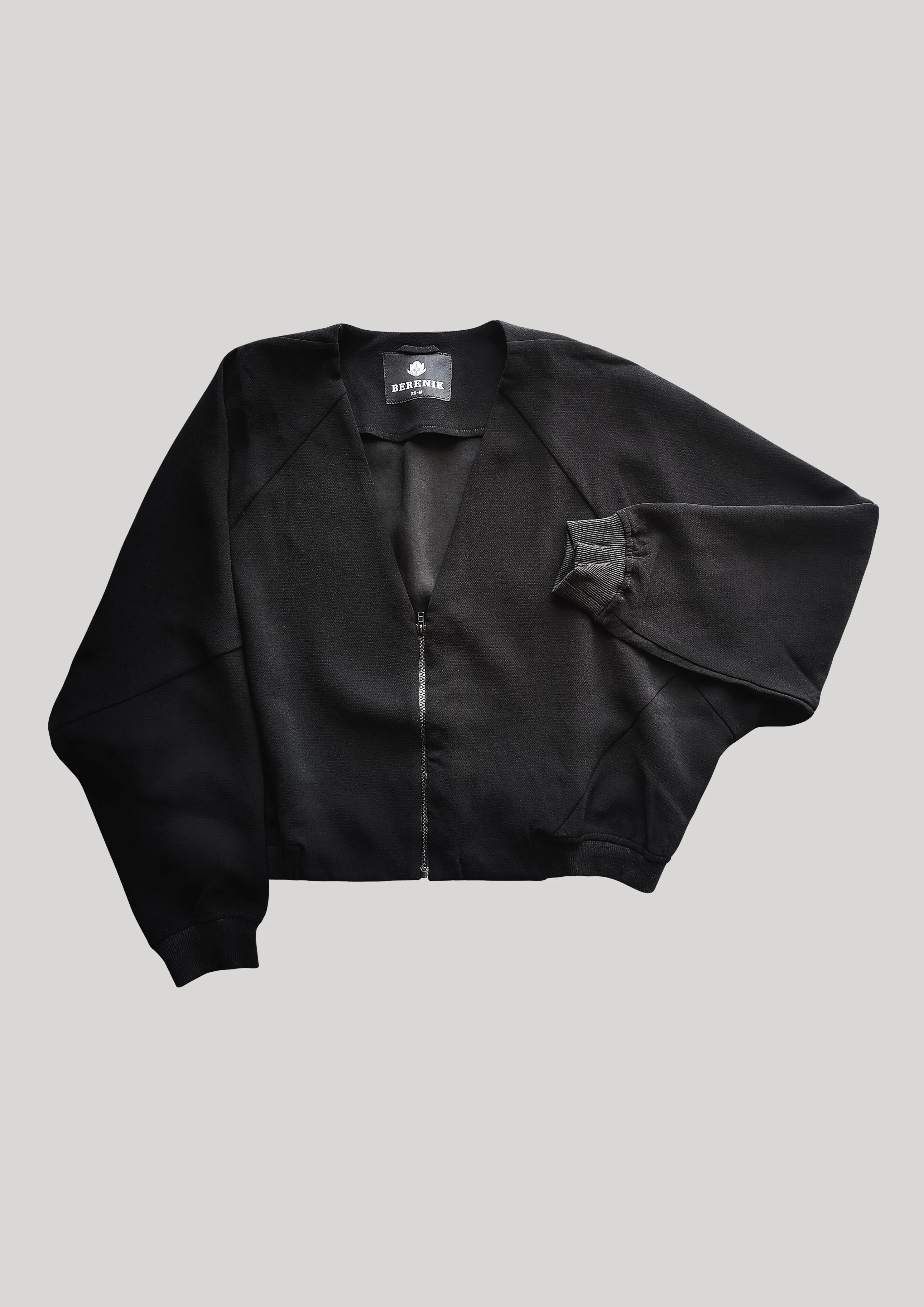 JACKET V-COLLAR - VINTAGE SAKURA CREPE black