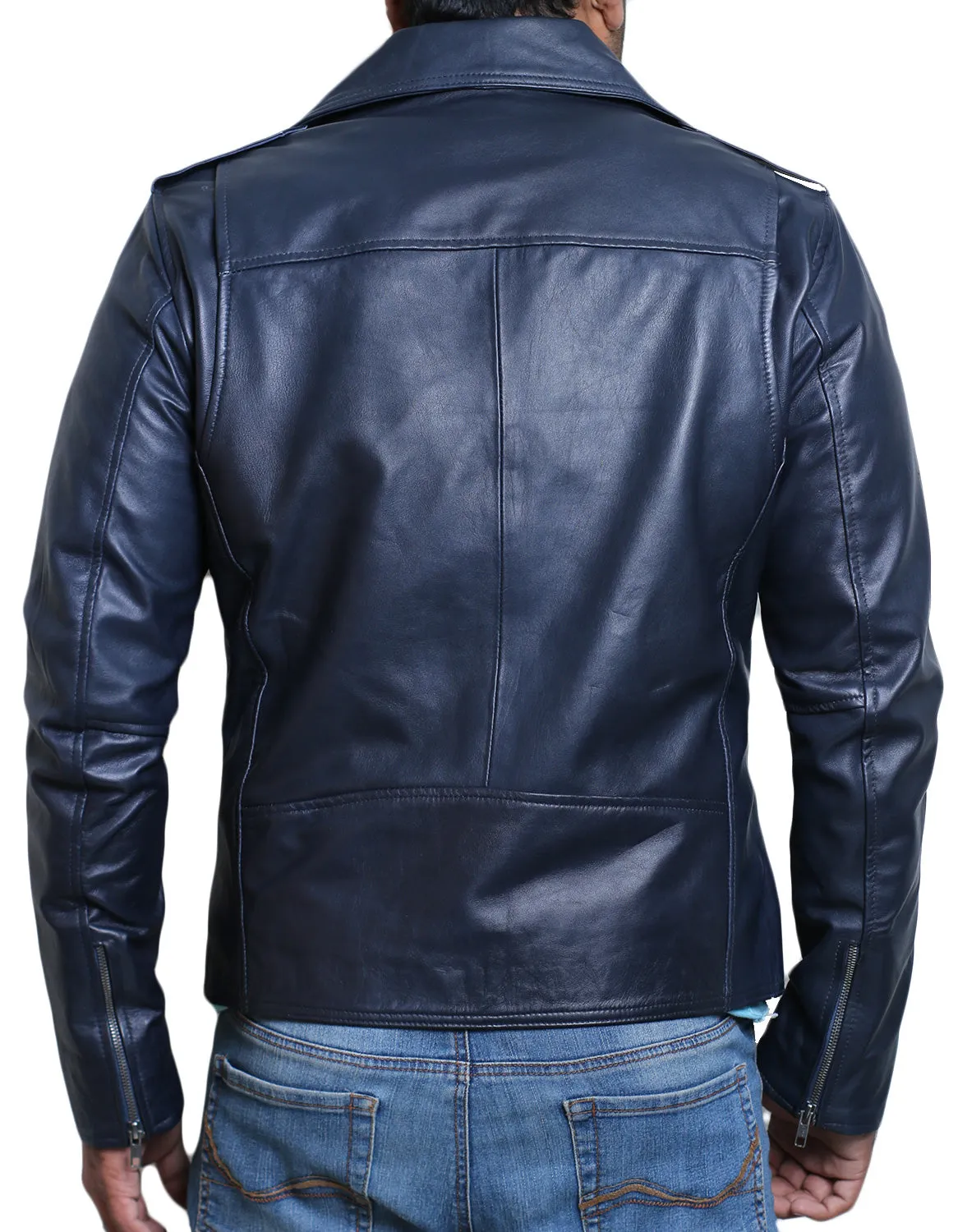 Leather Jackets Hub Mens Genuine Lambskin Leather Jacket (Black, Double Rider Jacket) - 1501009
