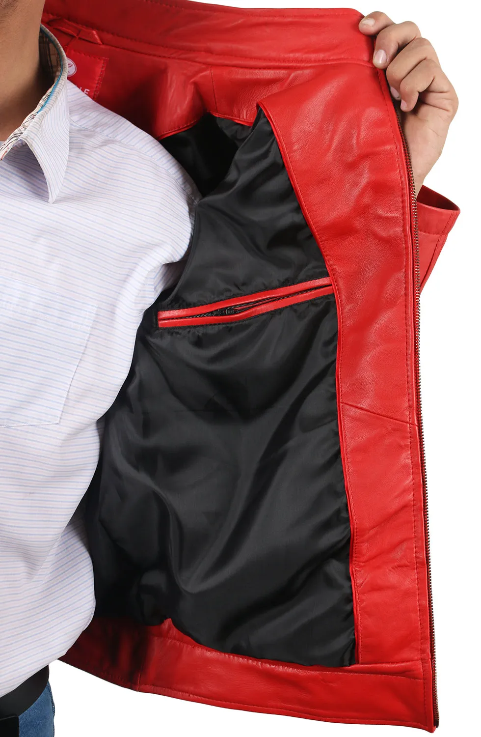 Leather Jackets Hub Mens Genuine Lambskin Leather Jacket (Black, Fencing Jacket) - 1501303