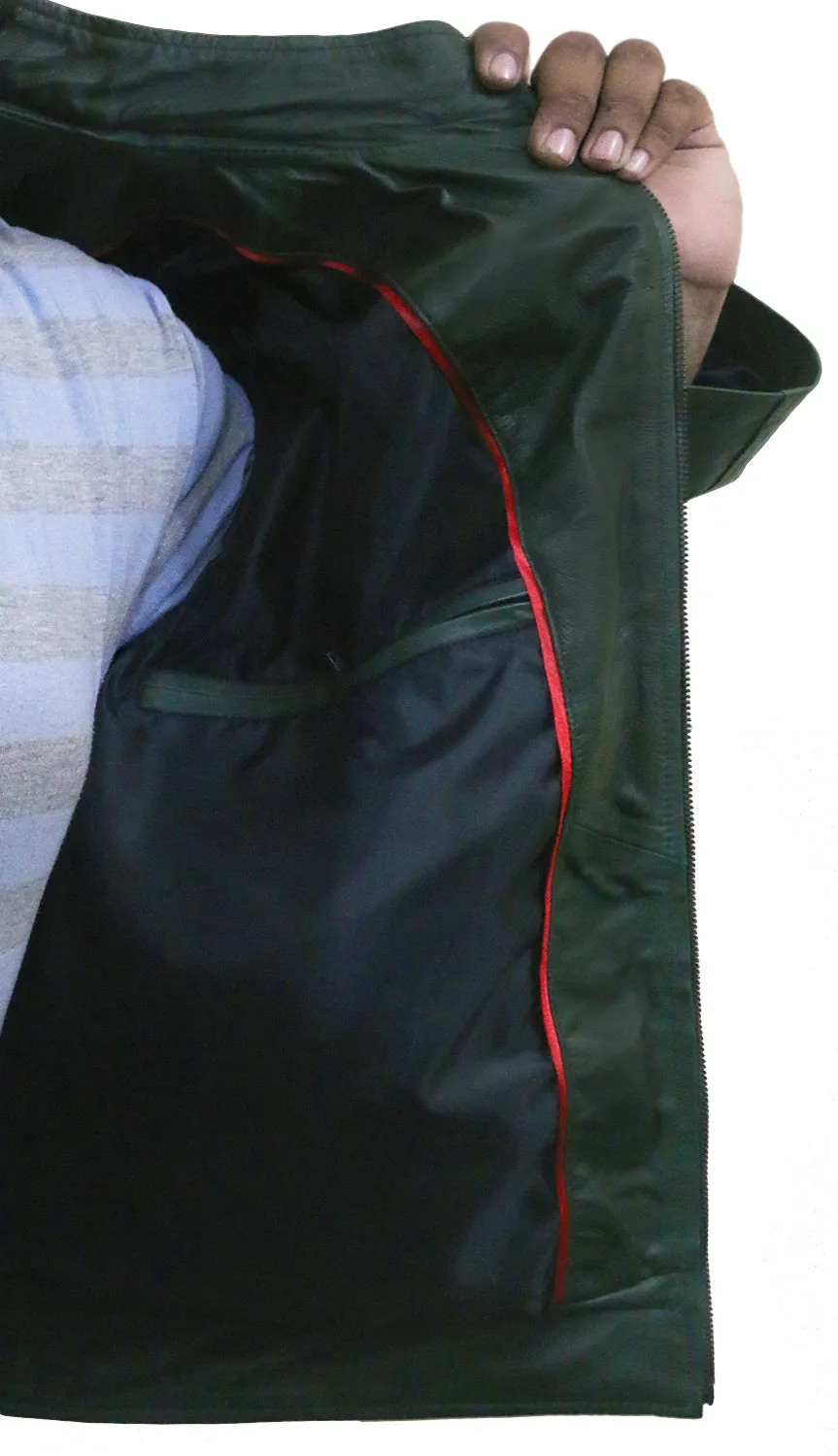 Leather Jackets Hub Mens Genuine Lambskin Leather Jacket (Black, Fencing Jacket) - 1501303