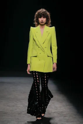 Long Blazer with Geometric Flared Pants