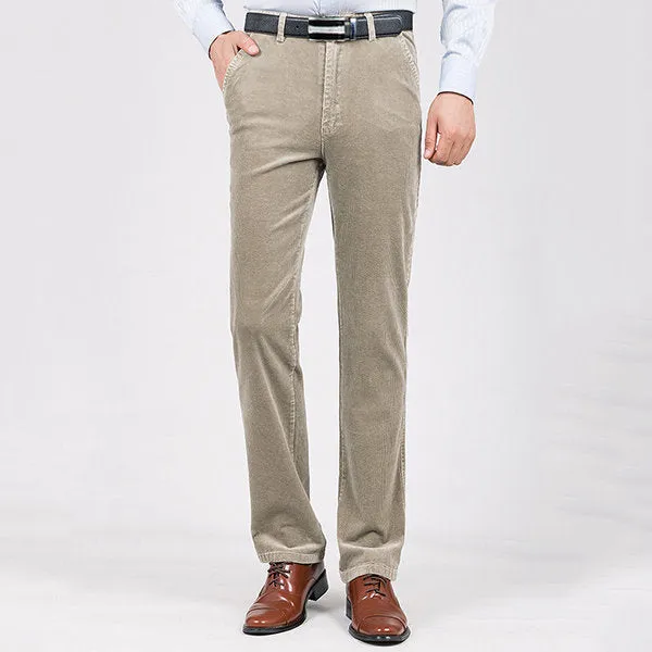 Mens Thick Warm Corduroy Casual Business Straight Pants