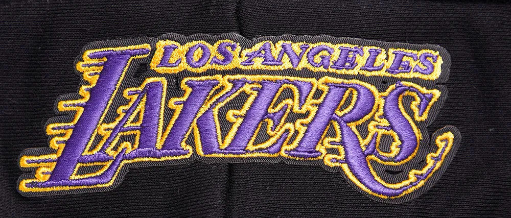 NBA LOS ANGELES LAKERS SCRIPT TAIL WOMEN'S RIB FLC CROPPED PO HOODIE (BLACK/PURPLE)