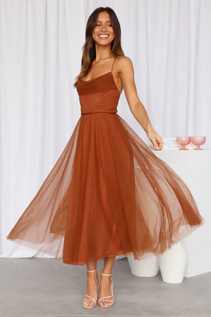 Short Coffee Brown Spaghetti Straps Party Dress