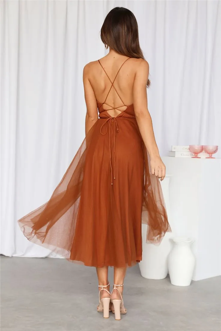 Short Coffee Brown Spaghetti Straps Party Dress