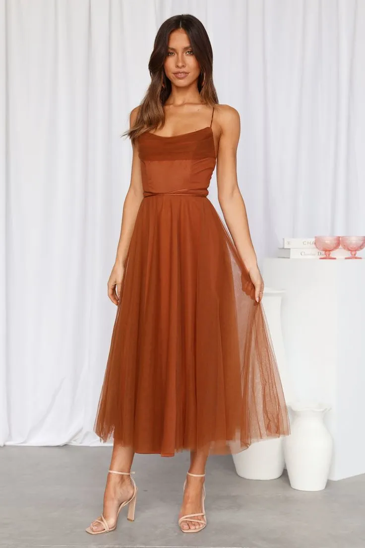 Short Coffee Brown Spaghetti Straps Party Dress