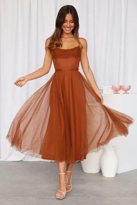 Short Coffee Brown Spaghetti Straps Party Dress