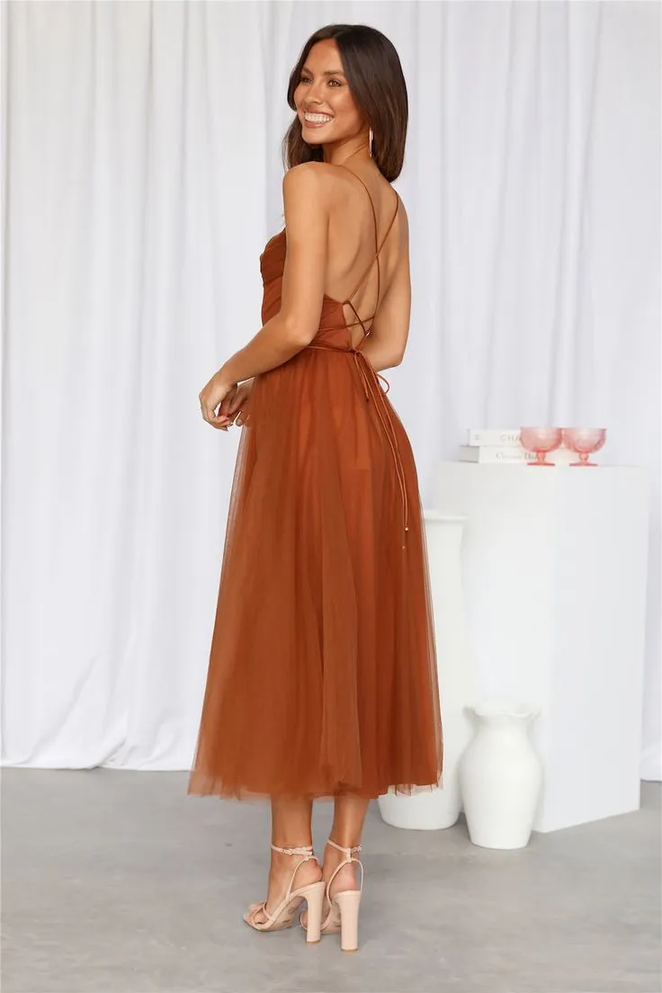 Short Coffee Brown Spaghetti Straps Party Dress