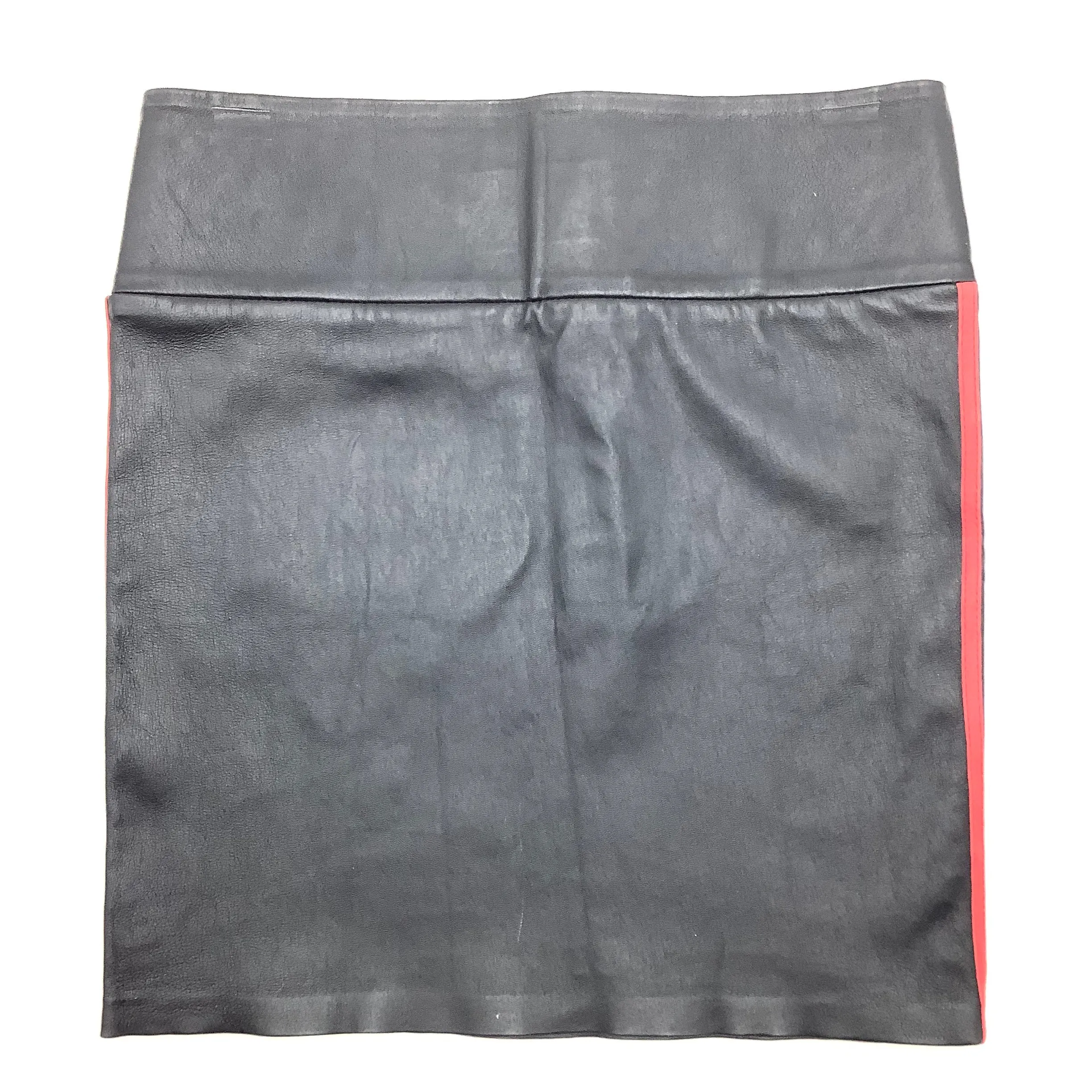 SPRWMN Black Leather Striped Skirt Size M