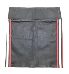 SPRWMN Black Leather Striped Skirt Size M