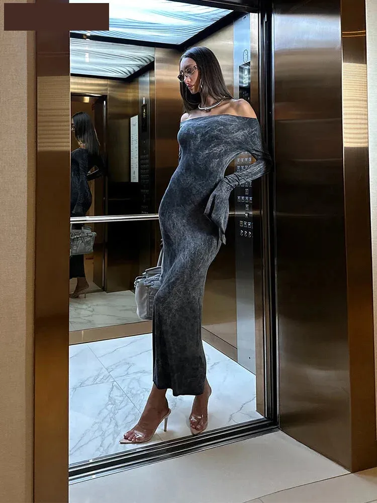 Sultry Marbled Maxi Dress