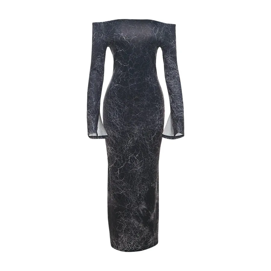 Sultry Marbled Maxi Dress