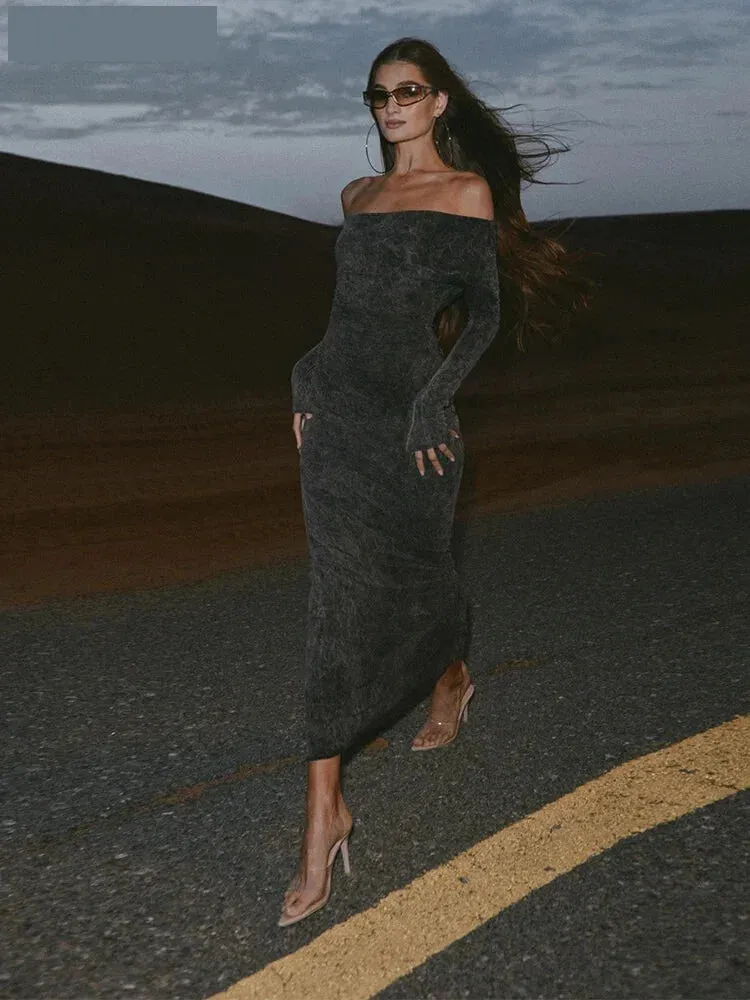 Sultry Marbled Maxi Dress