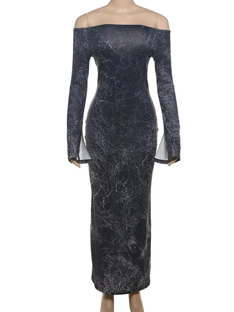 Sultry Marbled Maxi Dress