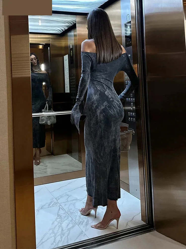 Sultry Marbled Maxi Dress