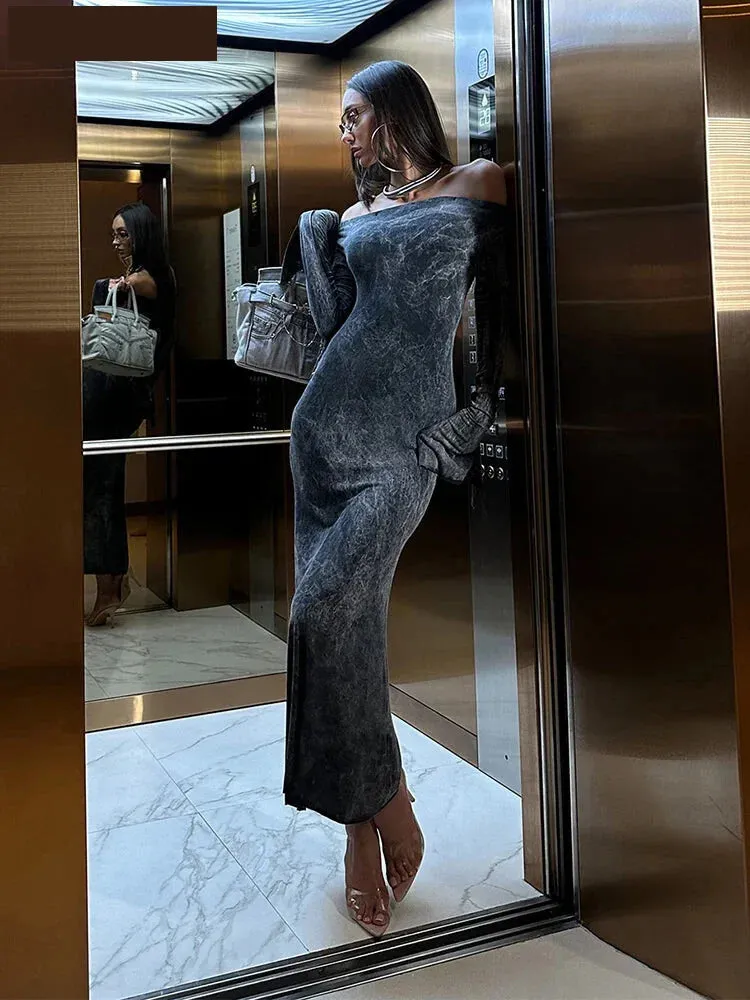 Sultry Marbled Maxi Dress