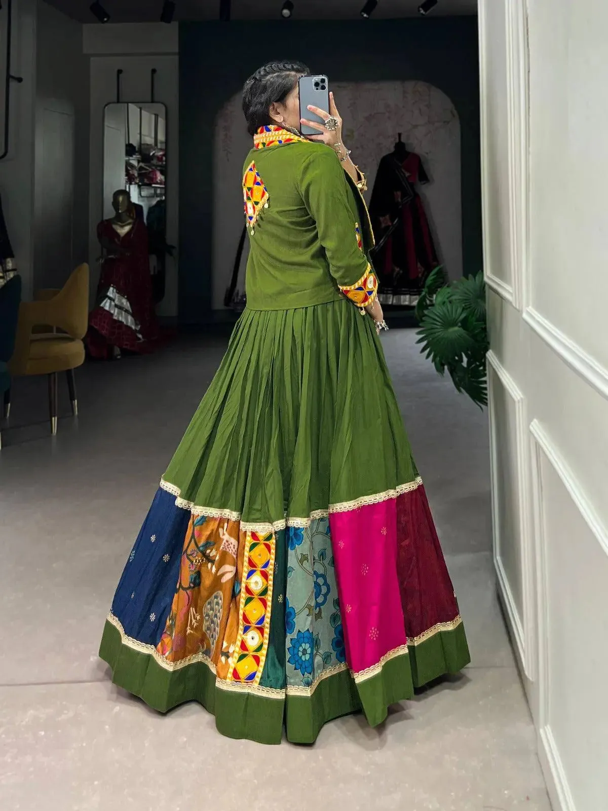 Vibrant and Mesmerizing Mahendi Green  Rayon Lehenga Choli