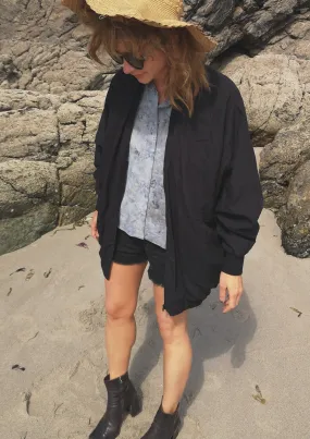 VINTAGE PILOT JACKET V NECK - LINEN black