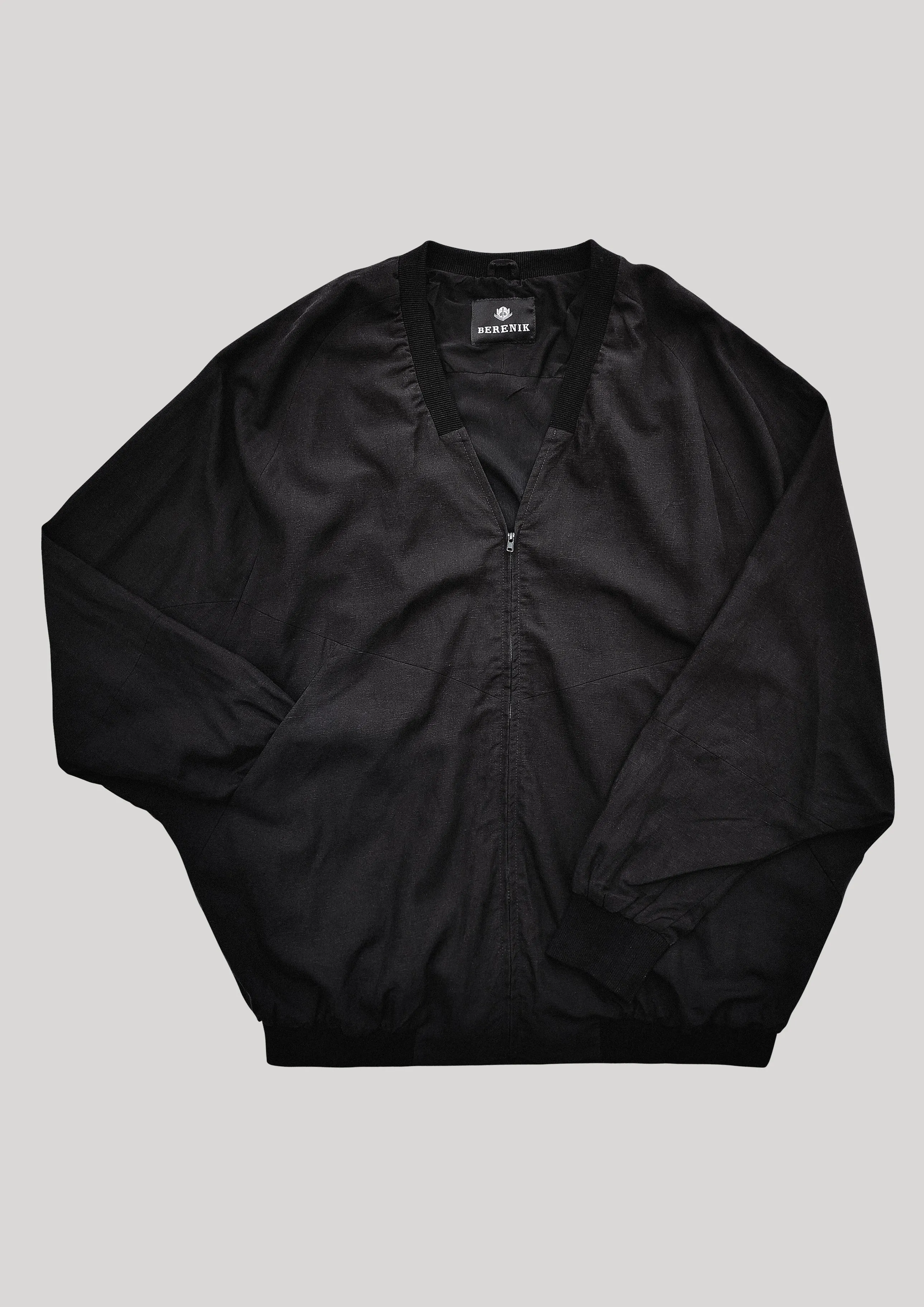 VINTAGE PILOT JACKET V NECK - LINEN black
