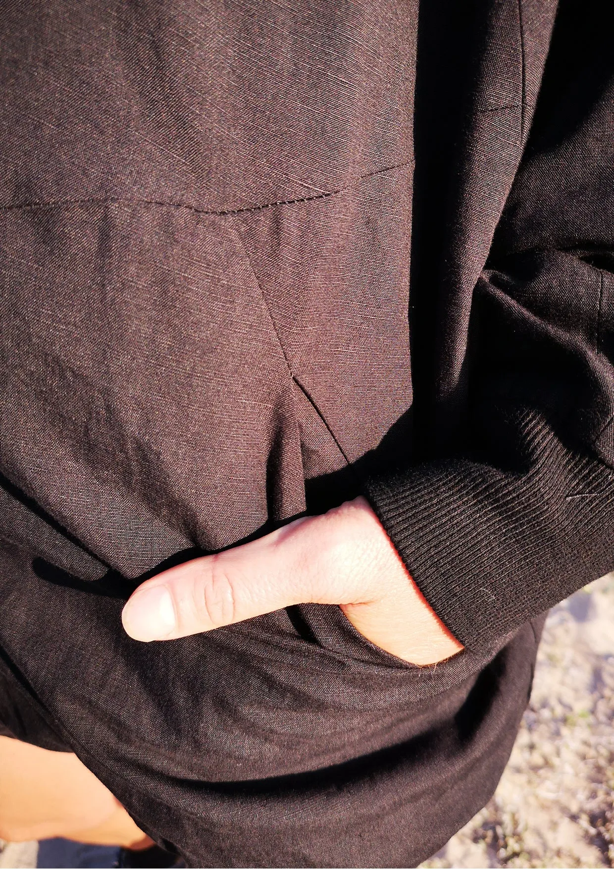 VINTAGE PILOT JACKET V NECK - LINEN black